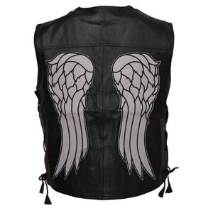 FAMOUS JACKET • Angel Wings The Walking Dead Daryl Dixon Black Leather Vest